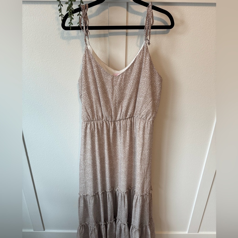 Pink Lily Cheetah print Midi Dress with spaghetti straps